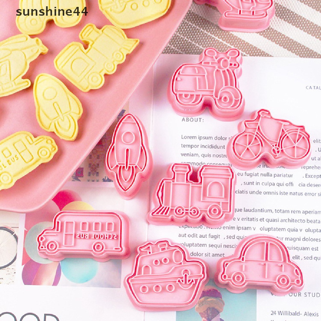 Sunshine 8Pcs Cetakan Biskuit Transportasi Cetakan Kue Kering Cookie Cutters Cake Decorag ID