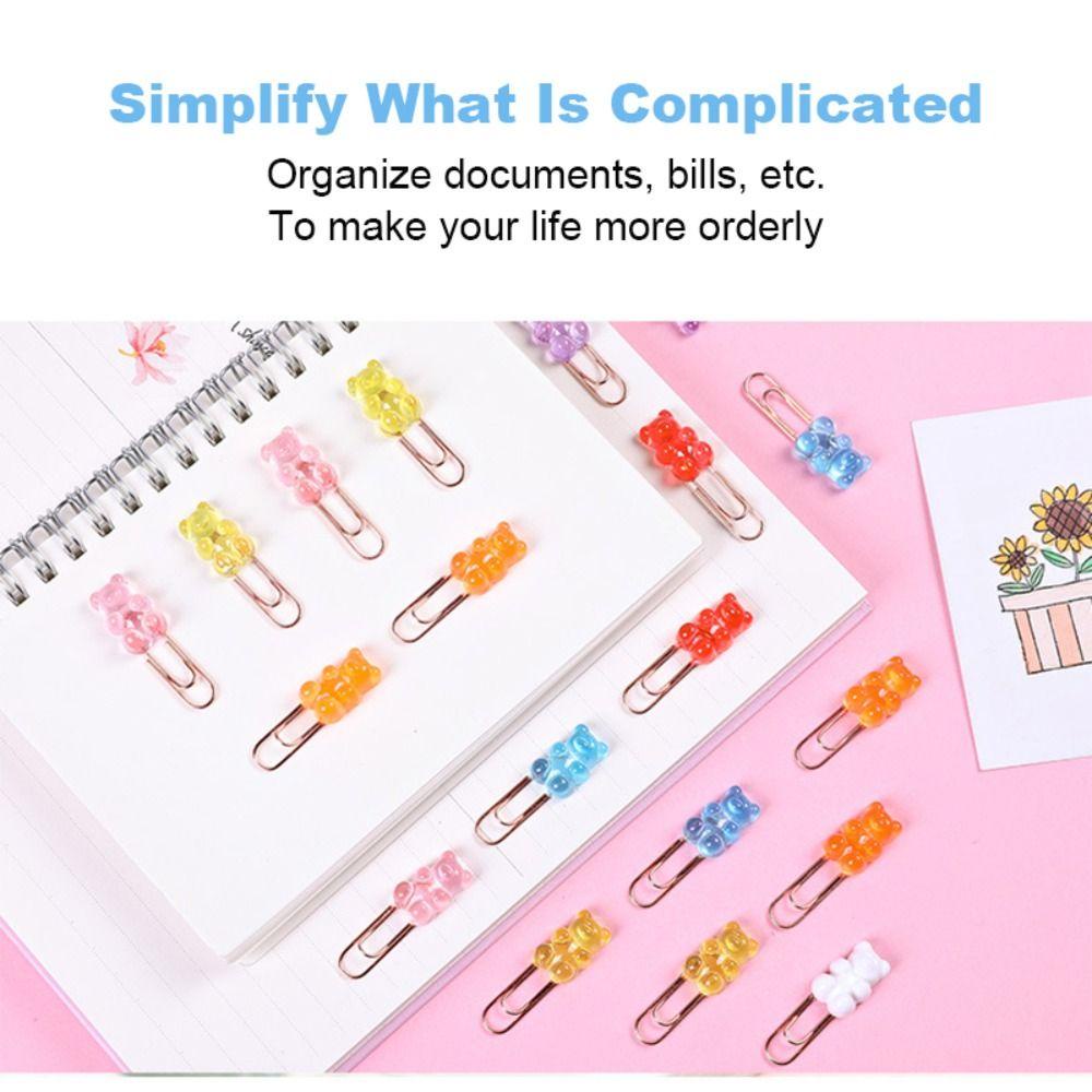 Nanas 20PCS Klip Kertas Perlengkapan Sekolah Organizer Logam Mengikat Klip Stationery Clip Holder