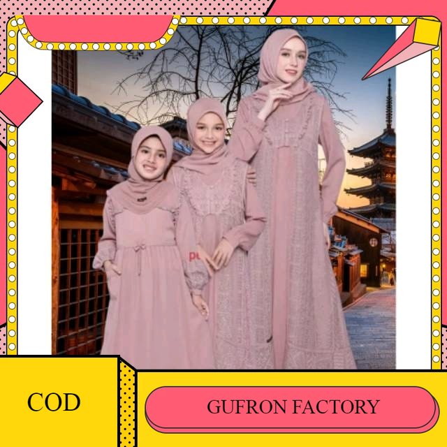 Baju Gamis Couple Set Keluarga Ibu Dan Anak Perempuan Terbaru Azraqi Gamis Lebaran Wanita Muslimah H