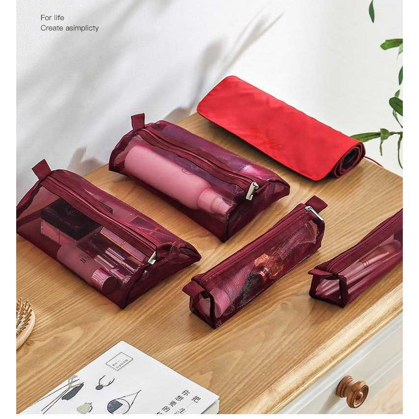 LEEGOO Tas Make Up 4 in 1 Roll Portable Organizer Make Up Pouch - LG041 ( Mughnii )
