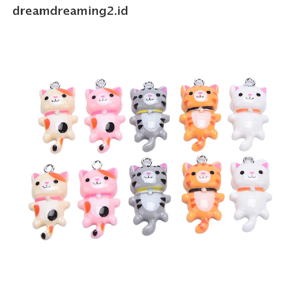 (hot) 10pcs Resin Kucing Hewan Lucu Ch Liontin DIY Membuat Perhiasan Anting Craft//