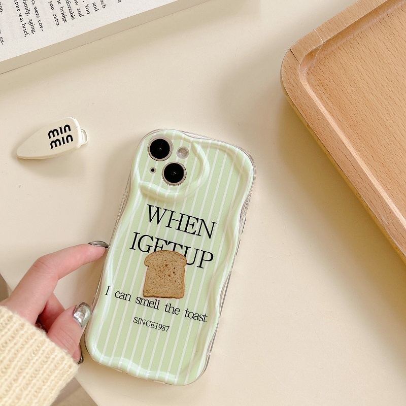 Untuk iPhone Case14 13 12 11 Pro Max Lurik toast Pola Wavy border Anti-drop preservation Kamera