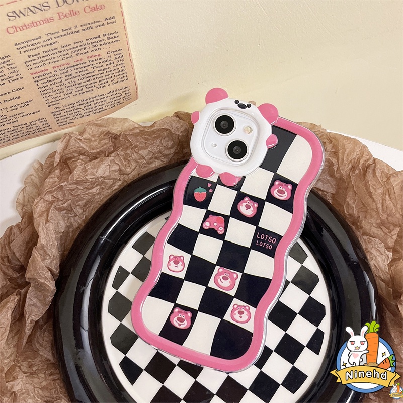 IPHONE Casing Kompatibel Untuk Iphone14 13 12 11 Pro Max X Xr Xs Max7 8 6 6s Plus Kotak-Kotak Lucu Blackpink Casing Ponsel Bergelombang Bingkai Monster Kecil Jatuh Lembut Shockproof Cover Pelindung Blackpink