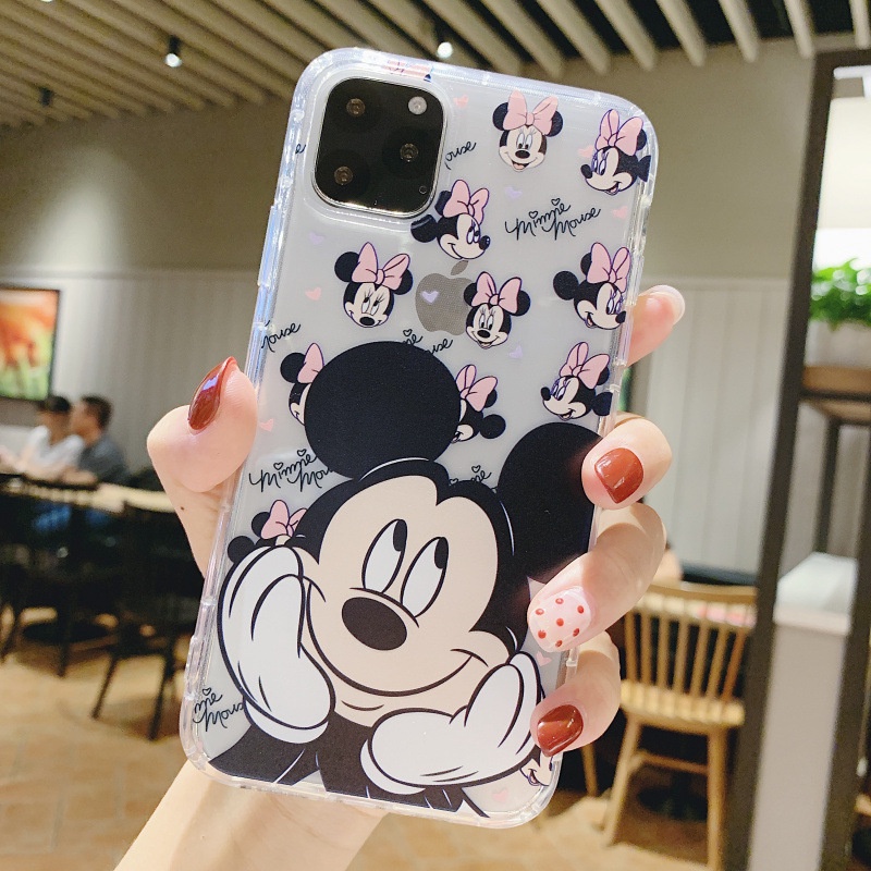 New Pelindung Casing Hp Pasangan Mickey Minnie Silikon Transparan Paket Lengkap Soft Case Untuk iPhone