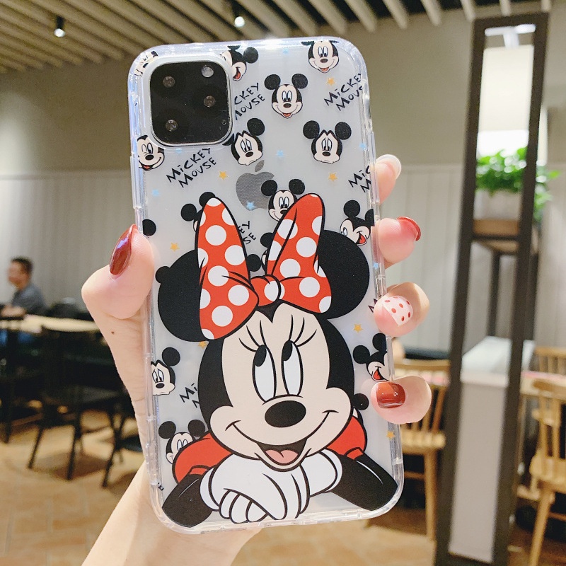 New Pelindung Casing Hp Pasangan Mickey Minnie Silikon Transparan Paket Lengkap Soft Case Untuk iPhone