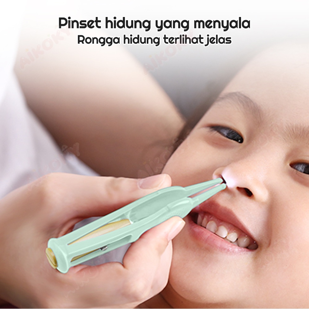 Aikoky 3 PCS Pembersih Telinga / Hidung Bayi / Korek Kuping Bayi Led Silicon