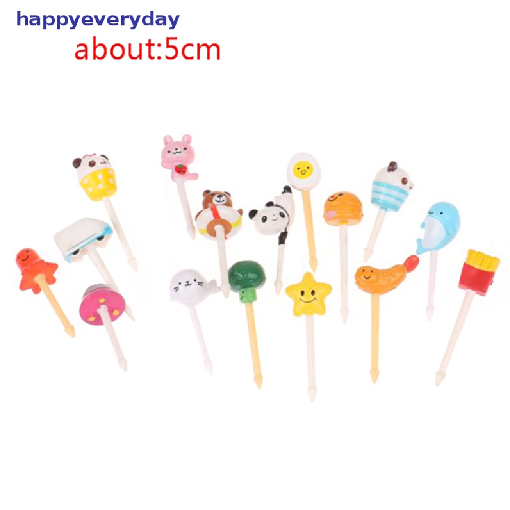 [happy] 5pcs Random Kartun Hewan Kue Buah Garpu Tusuk Gigi Buah Bento Aksesoris [ID]