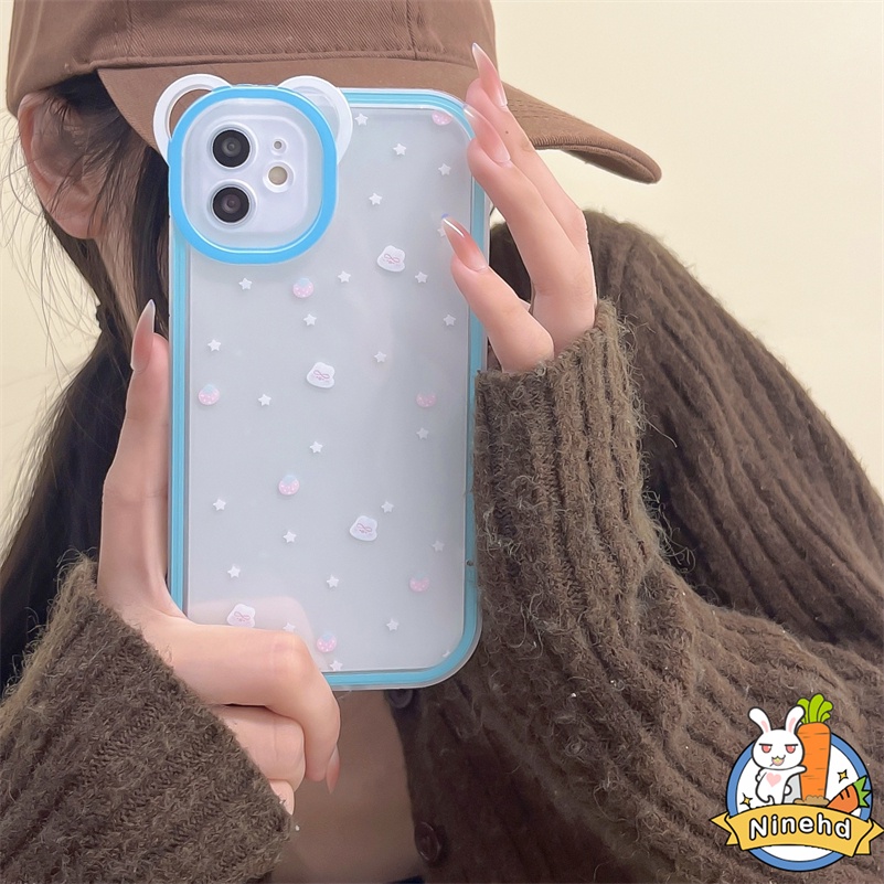 IPHONE Casing Kompatibel Untuk Iphone13 12 11 Pro Max X Xr Xs Max SE 2020 8 7 6 6s Plus Lensa Casing Ponsel Kartun Transparan Sederhana Full Cover Soft Shell Shockproof Bumper Cover Pelindung