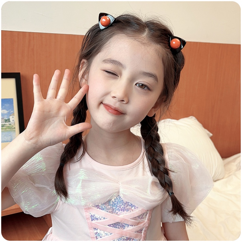 Korea Anak Perempuan Lucu Telinga Kucing Klip Kecil Klip Rambut Hiasan Kepala Ponytail Tinggi Jepit Rambut