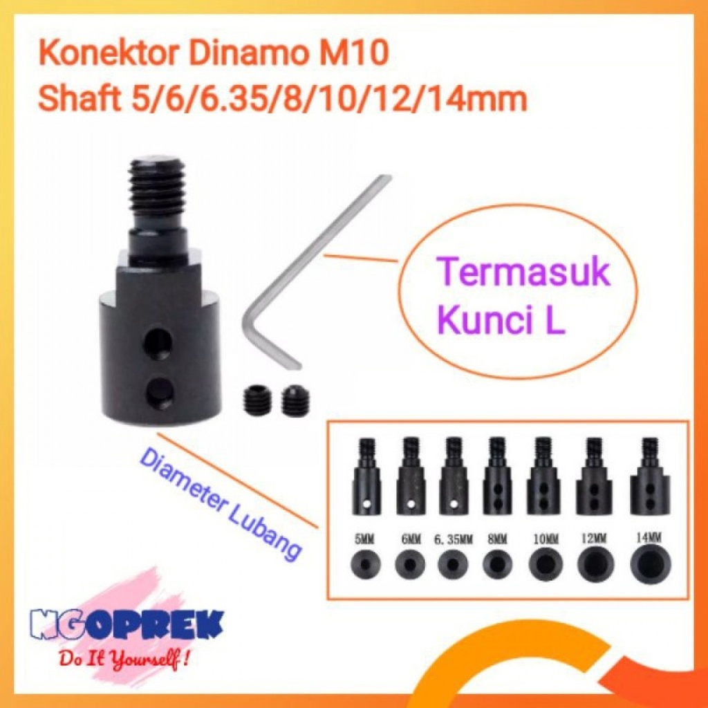 Mandrel M10 Shaft 5/6/6.35/8//10/12/14/16 mm Konektor Dinamo M10