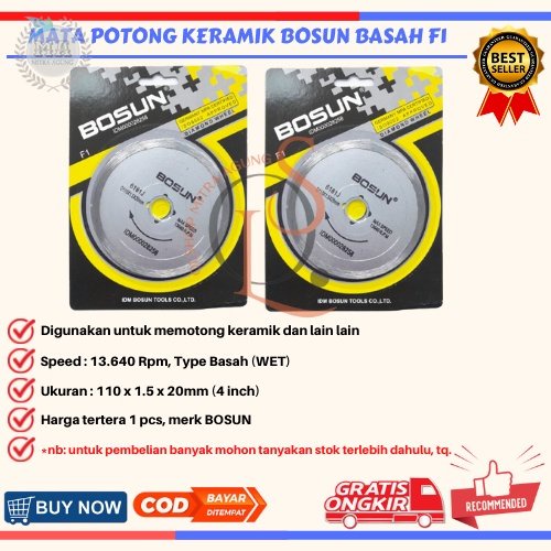 Mata Gurinda Potong Keramik BOSUN Basah 4&quot; Inch Gerinda Diamond Wheel OLS BOSUN Mata Potong Keramik Marmer Granit Termurah Berkualitas [BISA COD]