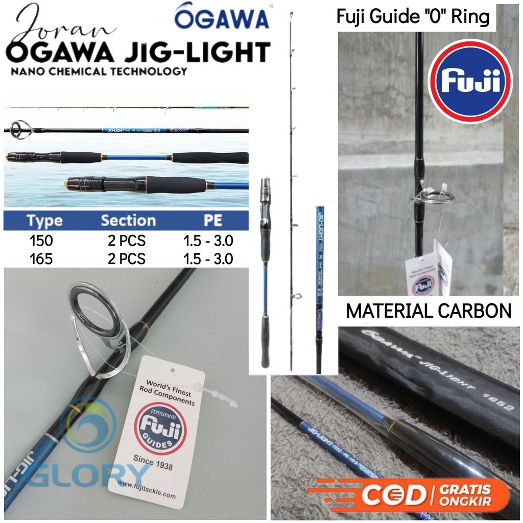 Joran Pancing Ogawa Jig Light 150 165 Pe 1.5-3 Material Carbon Solid Atau Tangkai Pancingan Laut Jig