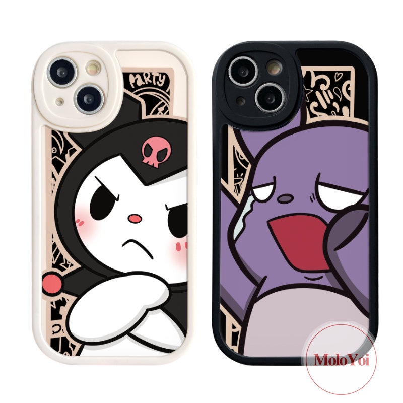 IPHONE Couple Kartun Lucu Kuromi Baku Case Kompatibel Untuk Iphone11 14 12 13 Pro Max 7Plus 7 8 6 6s Plus XR X XS Max SE 2020 Soft Tpu Back Cover