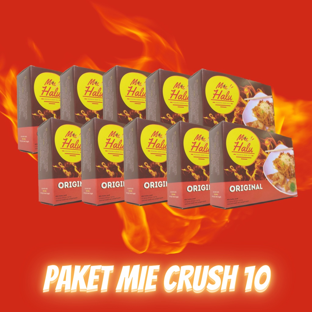 

PAKET MIE HALU Crush 10 Instan - Mie Pedas / Mie Gacoan / Mie Iblis / Mie Pangsit / Mie Ayam / Mie Viral