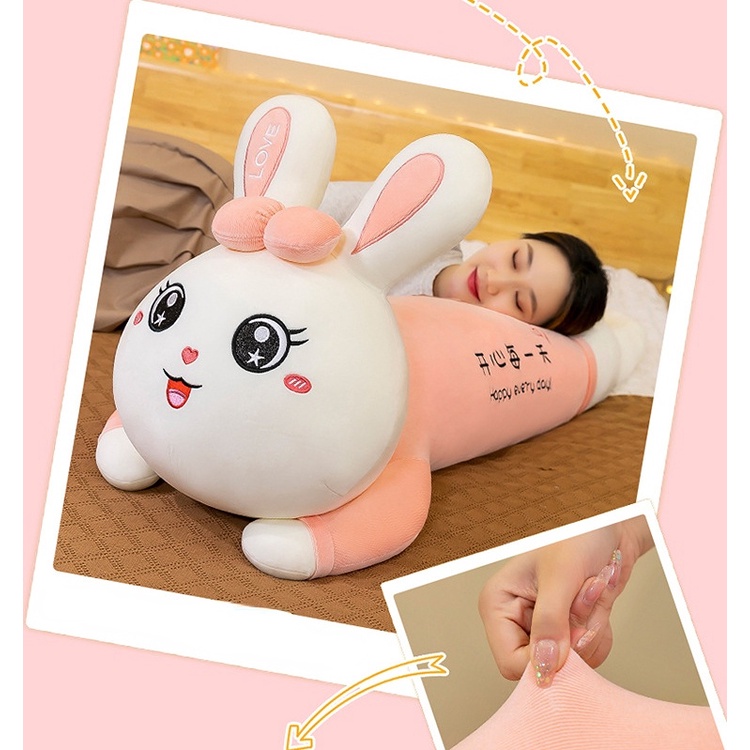 Boneka Mainan Mewah Kelinci Lucu Baru Boneka Kain Tidur Strip Lempar Bantal Sebagai Hadiah Kecil Untuk Perempuan