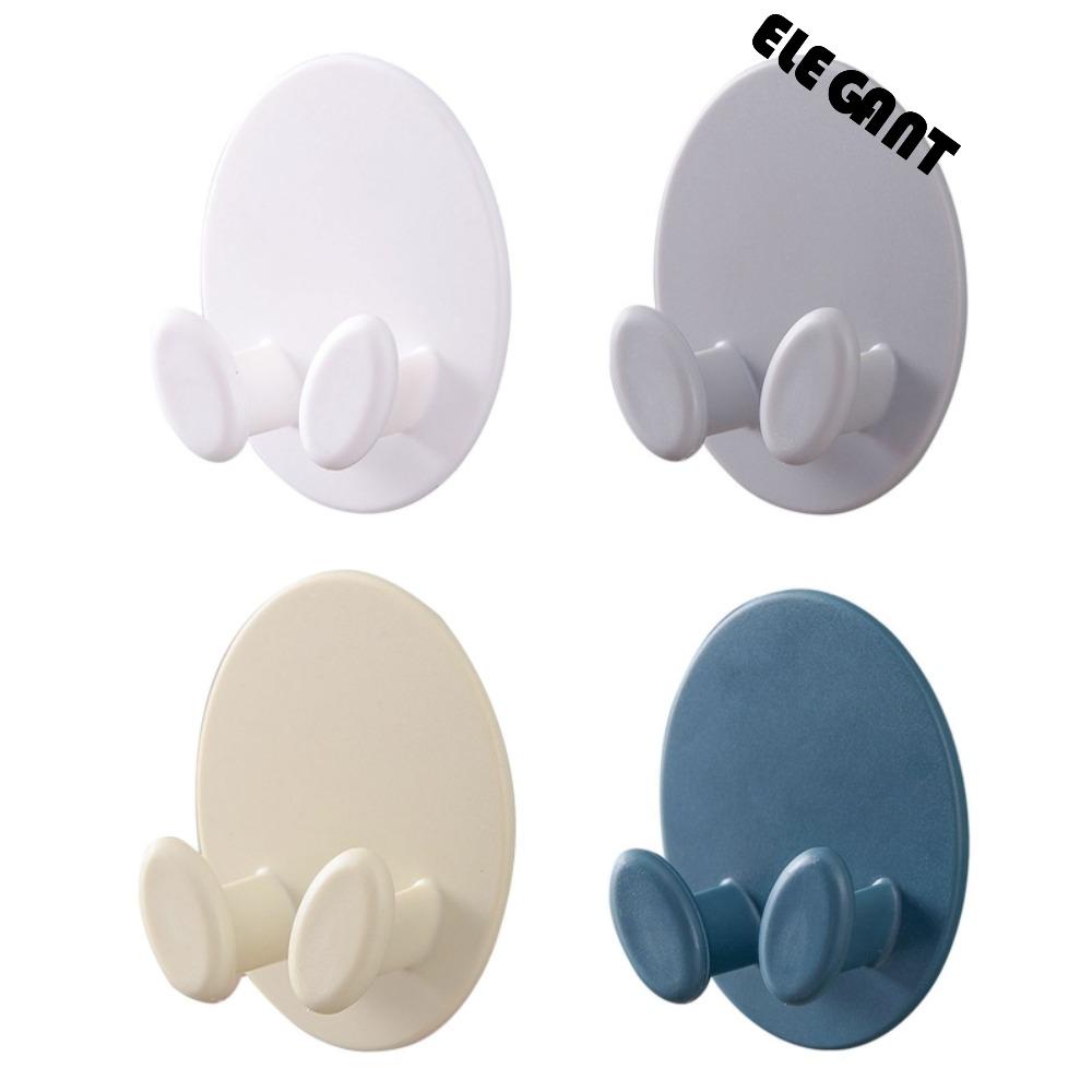 [Elegan] Hook Menempel 2Pcs Gantungan Tempel Dinding Perekat Diri Bentuk Oval Alat Penyimpanan Plug Hook