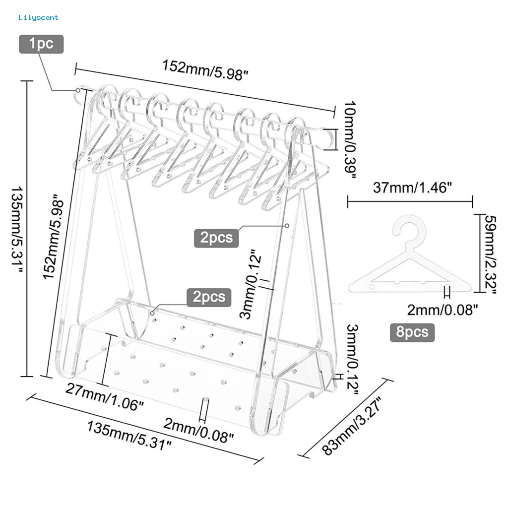 Lilyscent Tahan Aus Display Perhiasan Stand Perlengkapan Toko Perhiasan Menjuntai Anting Kalung Cincin Show Holder Transparan