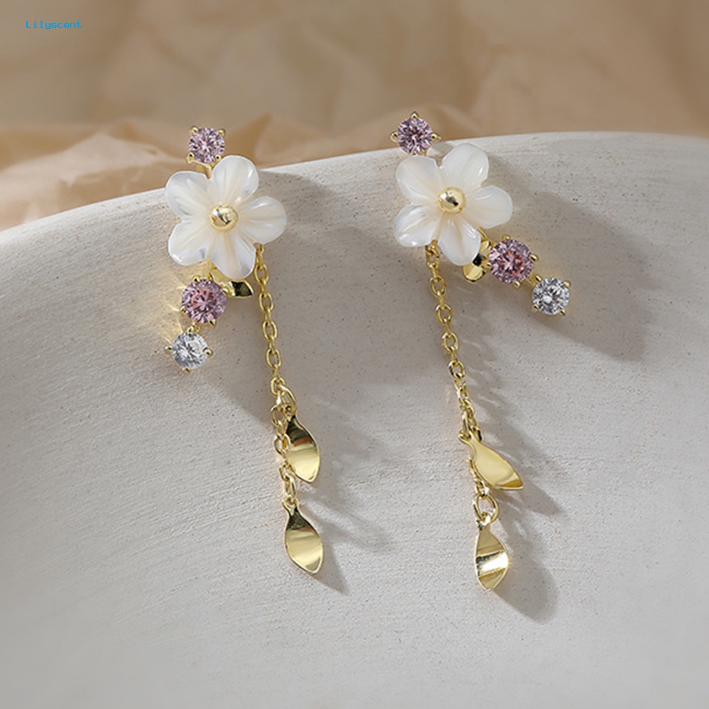 Lilyscent 1pasang Dainty Menjuntai Anting Fashion Perhiasan Berlian Imitasi Berkilau Wanita Anting Peri