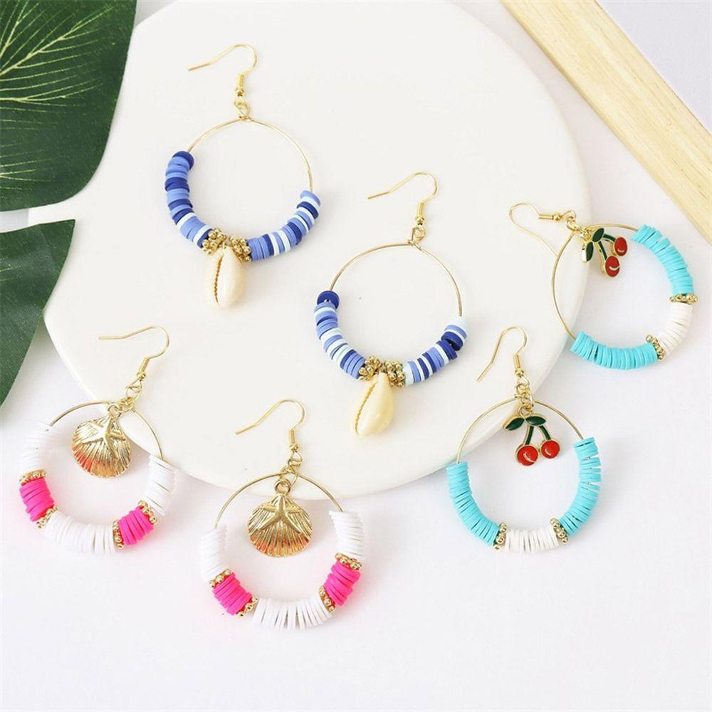 R-flower 1pasang Shell Earrings Kreatif Stud Earrings Perhiasan Fashion Drop Earrings