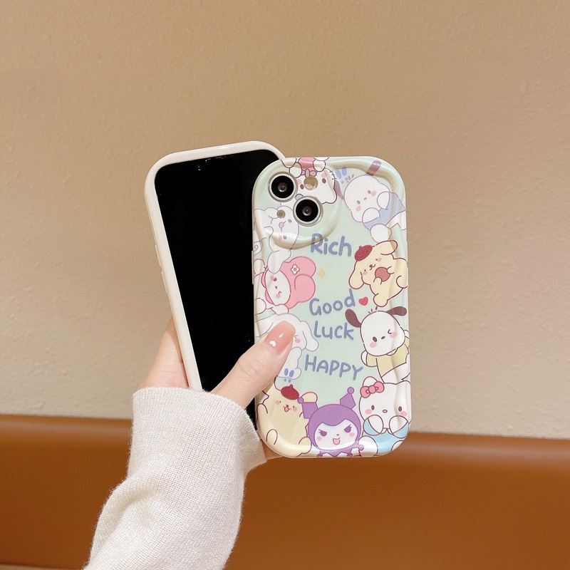 Cream Edge Sanliou Collection Pochacco Girl Woman Soft Case HP iP iPhone 6 6S 7 8 14 + Plus SE 2020 X XS XR Max 11 12 13 Pro Max FTD Wave Casing Apple