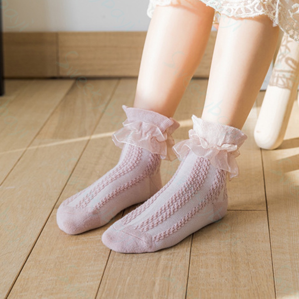 SweetyBayi Kaos kaki renda anak perempuan Kaos kaki pesta anak katun Kid socks