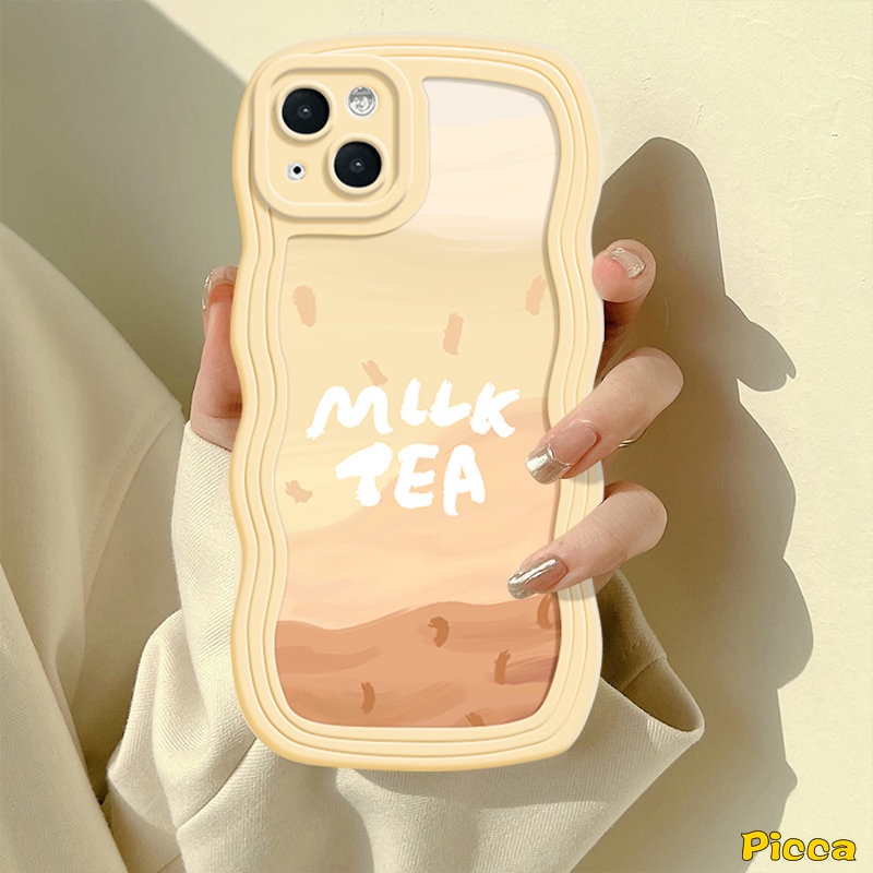 Casing Bunga Redmi Note10 11 11s 9s 9 8 10s 11 Pro Max Redmi 10A A1 10C 9A 10 9T 9 A1+9C NFC POCO X3 NFC Pro M3 Mi 11T Pro Fresh Flowers Milk Tea Wavy Edge Soft Casing Tpu