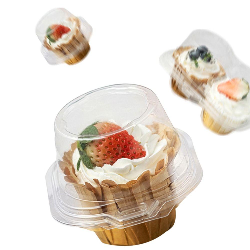R-FLOWER 10pcs Kertas Cup Kue Kemasan Transparan Mid-Autumn Single Grain Perlengkapan Pesta Dessert Packaging