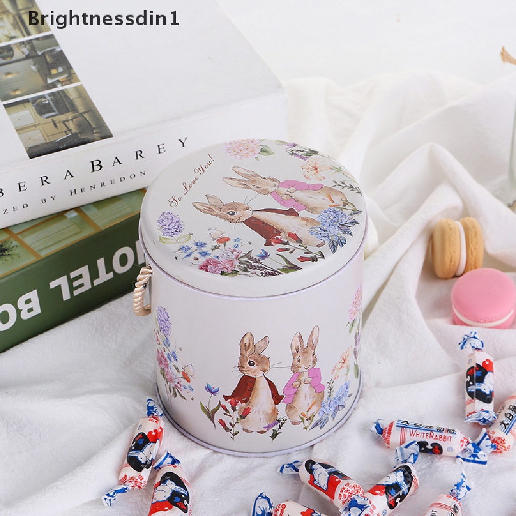 [Brightnessdin1] Vintage Tinplate Easter Rabbit Suitcase Candy Box Gift Box Cookie Koper Kecil Serba Serbi Organizer Penyimpanan Bisa Butik