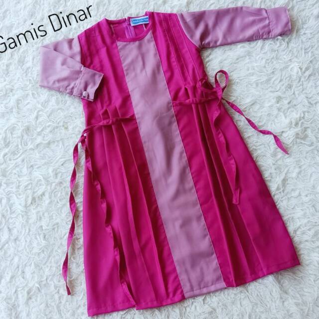 GAMIS KATUN TOYOBO  ANAK & DEWASA '" GAMIS DINAR '" WARNA DUSTY PINK - FANTA