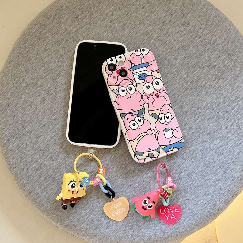 IPHONE Lovely Spongebob &amp; Patrick Star Widget Soft Case HP iP Iphone7 8 14+Plus SE 2020 X XS XR Max11 12 13 Pro Max FTD Casing Apple