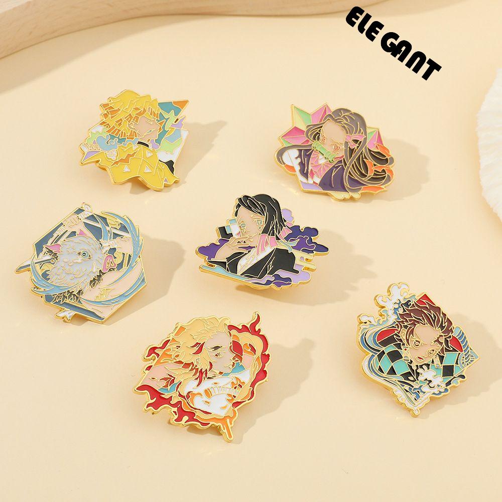[Elegan] Demon Slayer Lapel Pin Aksesoris Ransel Jaket Pin Pakaian Dekorasi Decor Badge Lencana Pin Anime Badge