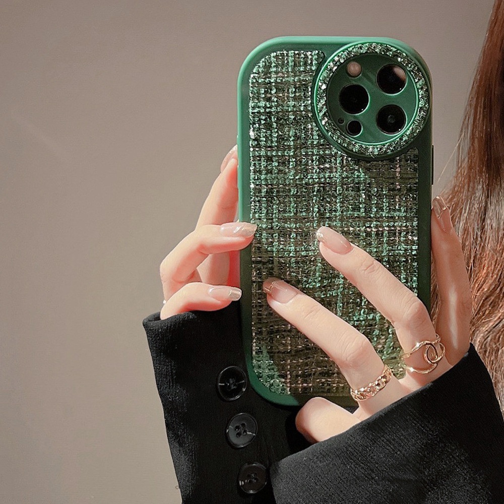 IPHONE Ins Sedikit Harum Angin Pola Rajut Hitam Coklat Hijau Merah Silikon Case Untuk Iphone14 11 12 13 PRO MAX Casing Cover Pelindung AT0203