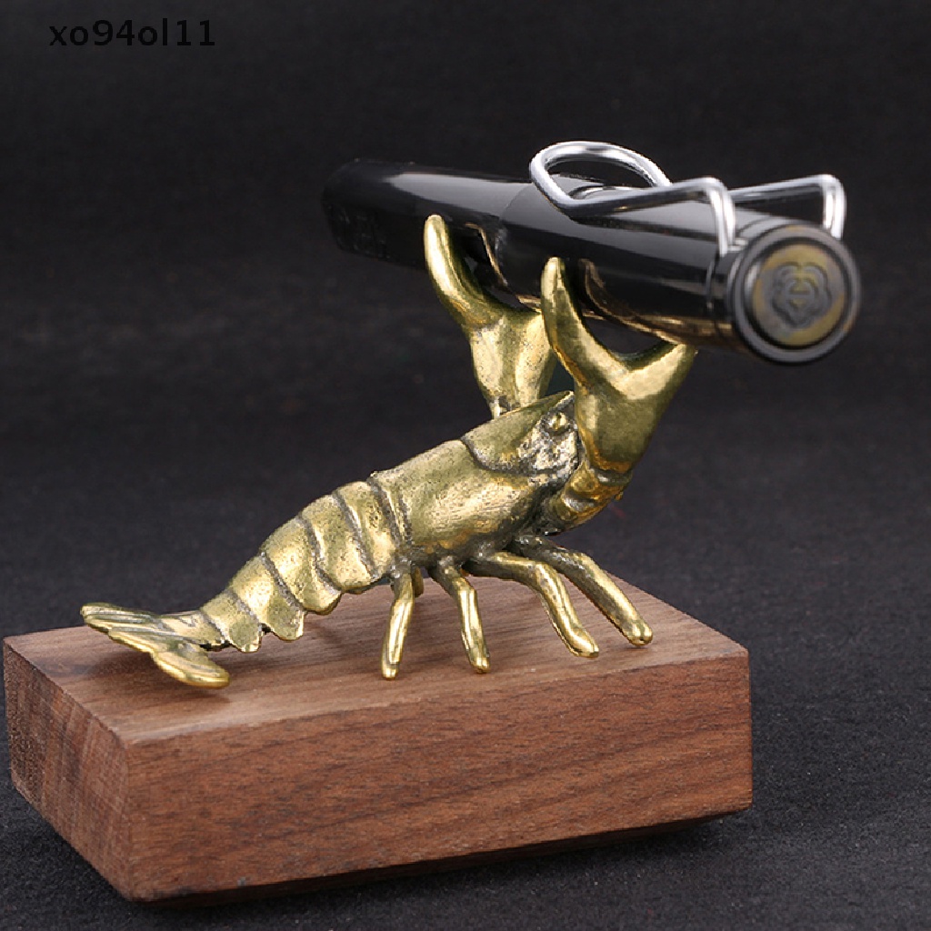 Xo Ornamen Ikan Pari Kuningan Solid Vintage Animal Tempat Pulpen Dekorasi Desktop Kerajinan Koleksi Lobster Patung Miniatur OL