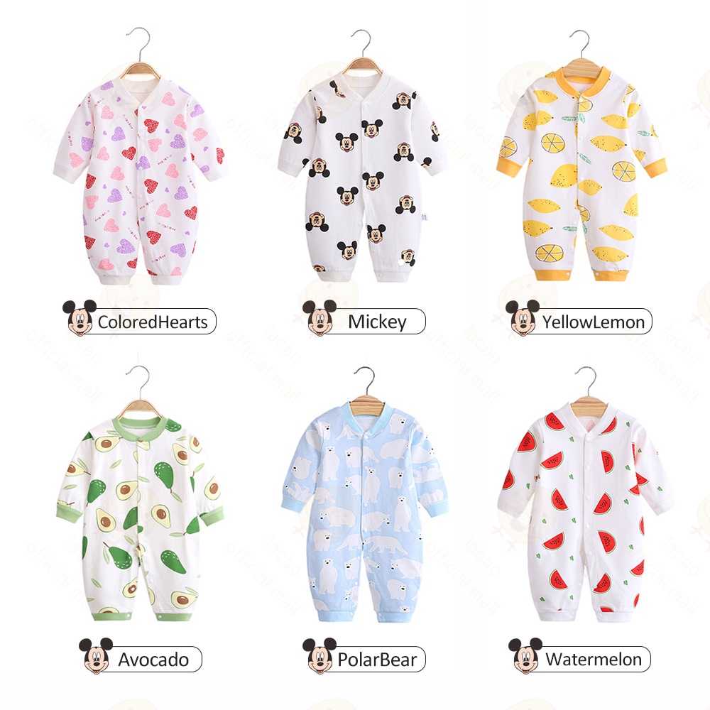 Lacoo Jumpsuit panjang bayi kaki buka cotton Jumper bayi baju tidur bayi anak Piyama bayi Sleepsuit baby newborn