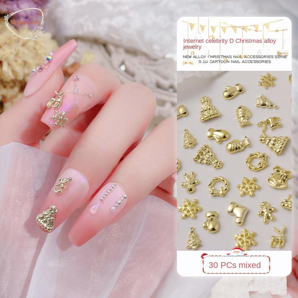 Mxbeauty Christmas Nail Art Dekorasi Fashion Rusa Jepang Pohon Natal Hiasan Kuku Perhiasan Kuku 3D