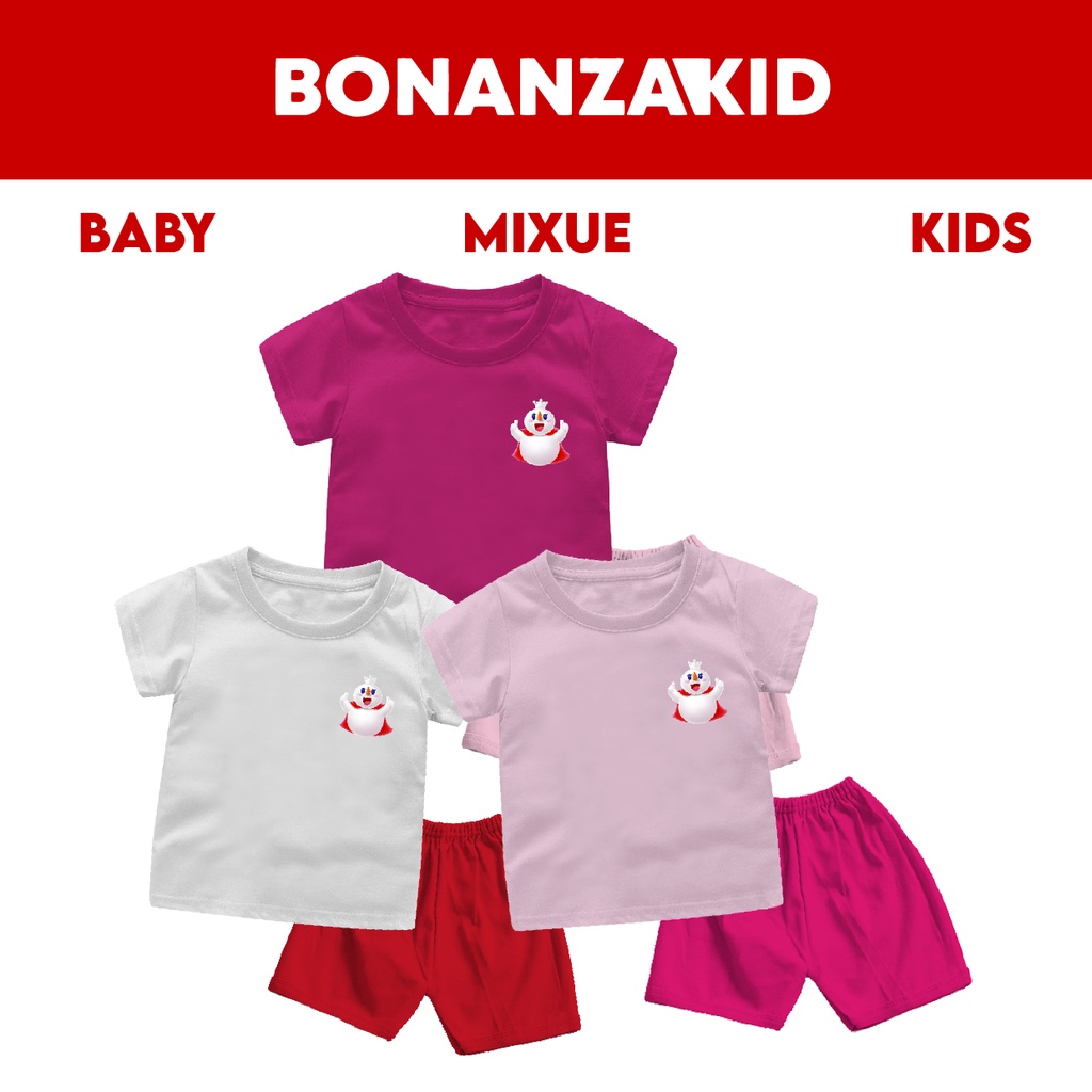 Setelan Bayi Anak MIXUE Special Mixue Thumb Usia 6 Bulan-8 Tahun Bahan Katun Combed 30s