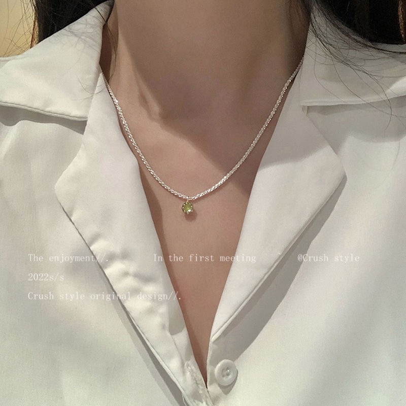 Yeezii Elegan Batu Permata Kupu-Kupu Salib Liontin Kalung Gelang Bersinar Double Layer Rantai Perak Choker Gelang Untuk Wanita Perhiasan Aksesoris