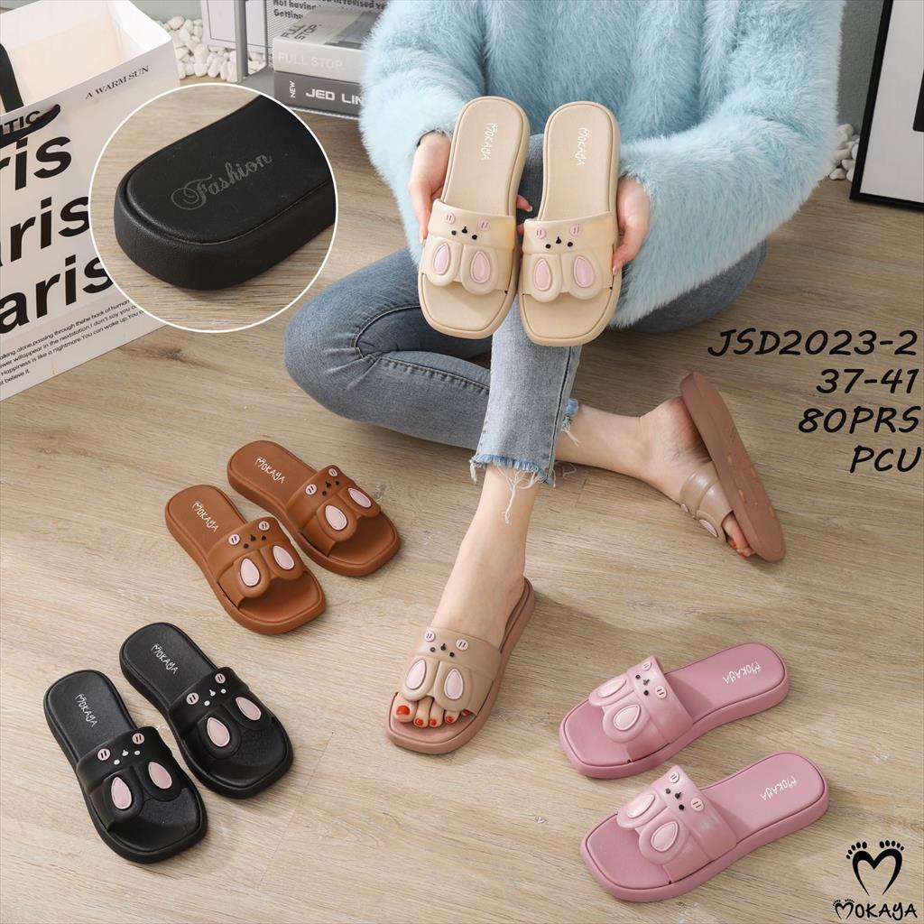 Sandal Slop Jelly Wanita Ban Motif Cutie Bunny Timbul Super Empuk Lucu Trendy Import Mokaya / Size 37-41 (JSD 2023-2)