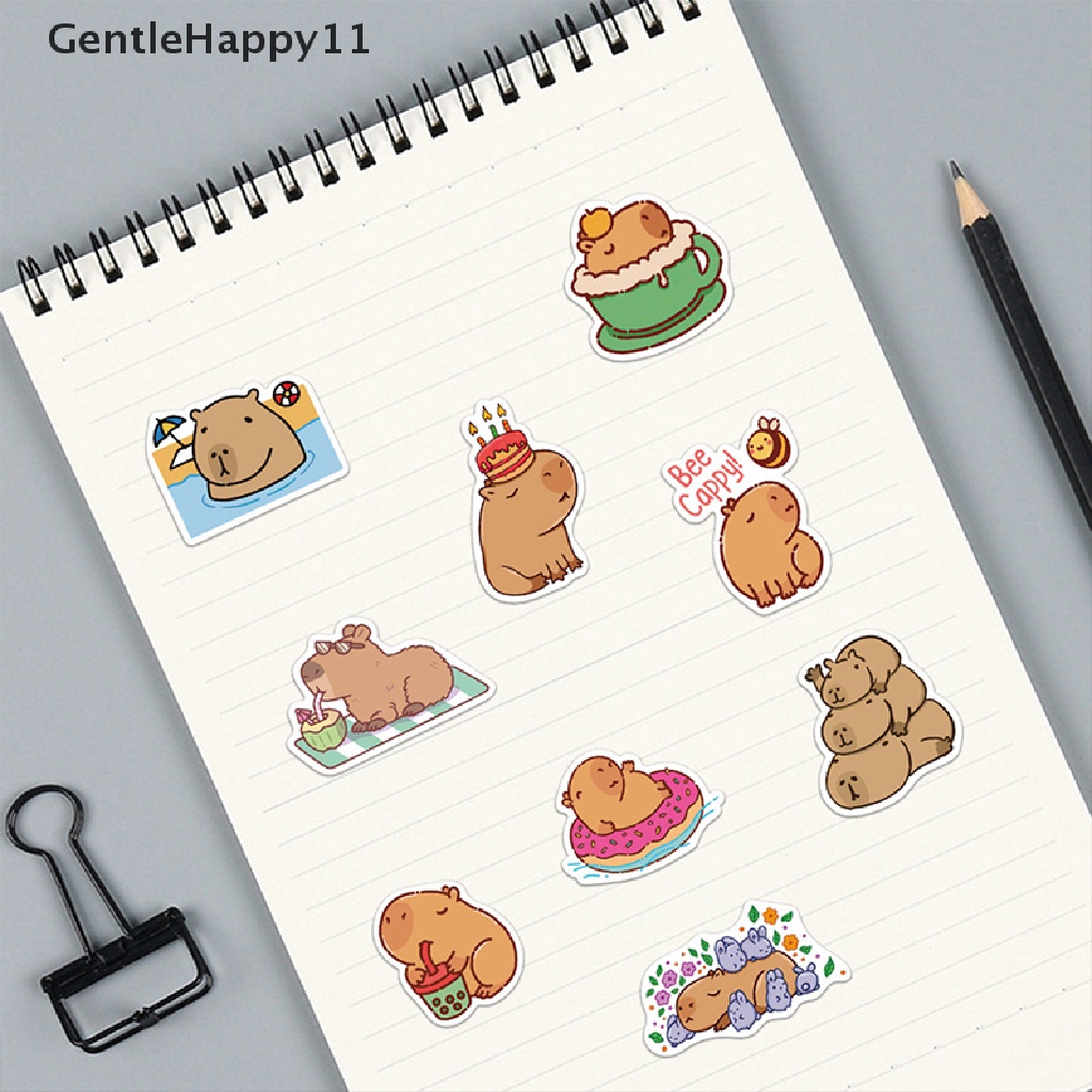 Gentlehappy 50Pcs Set Stiker Capybara Lucu Untuk Hadiah Laptop, Gitar, Scrapbook Dan Jurnal id