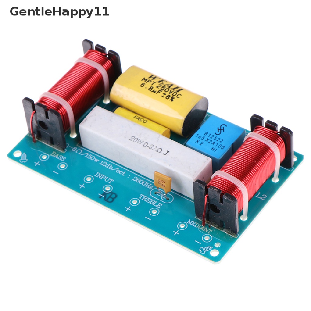 Gentlehappy 120W Speaker 3unit Hi-Fi Audio Frequency Divider Filter Crossover 3arah 4-8Ω  Id