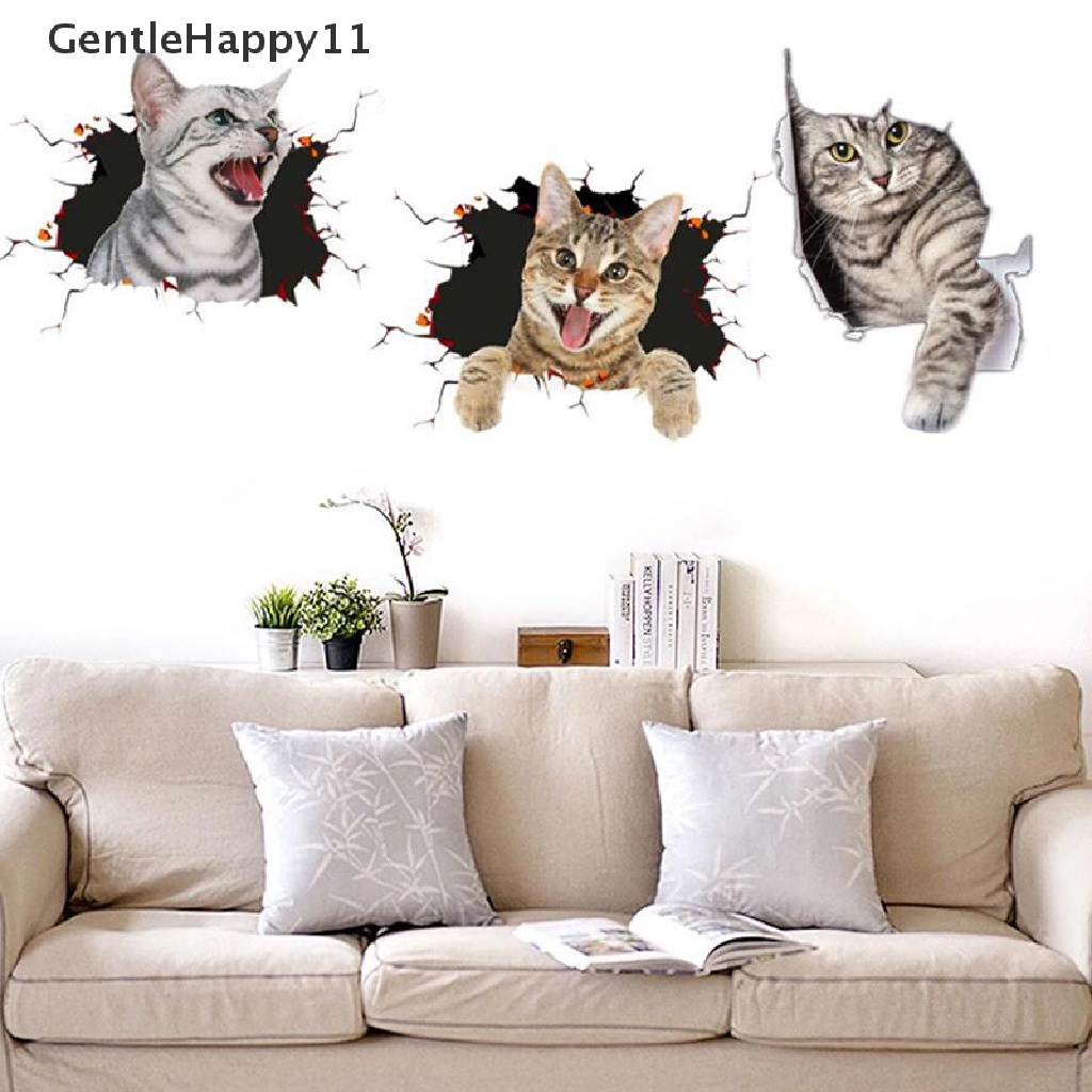 Gentlehappy Waterproof 3D Kucing Lucu Stiker Mobil Stiker Dinding Kamar Mandi Toilet Lucu Dekorasi Rumah id