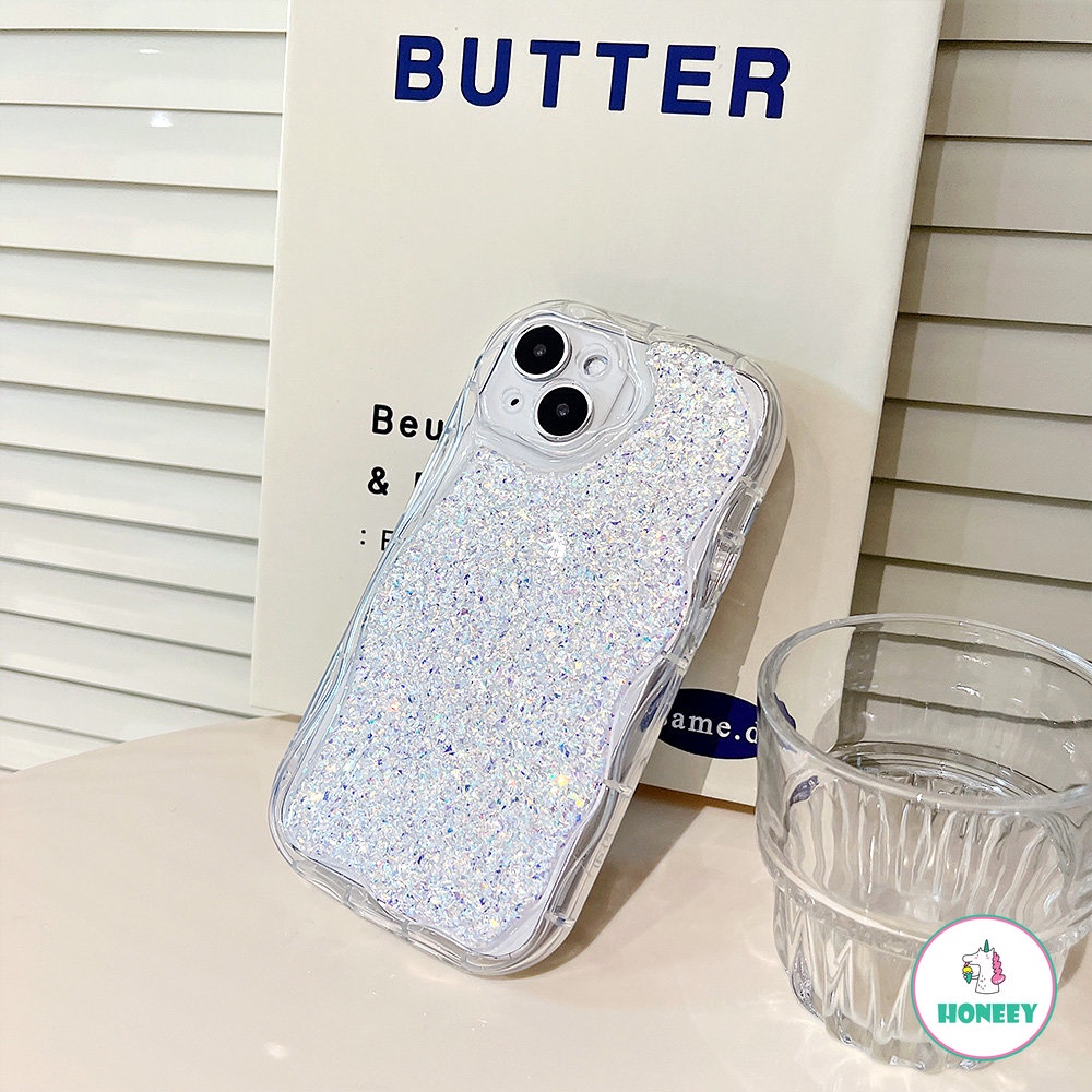 IPHONE Casing Ponsel Transparan Bling Glitter Mewah Untuk Iphone11 12 13 14 Pro Max 14plus X XR XS Max Drip Perekat Soft Cover