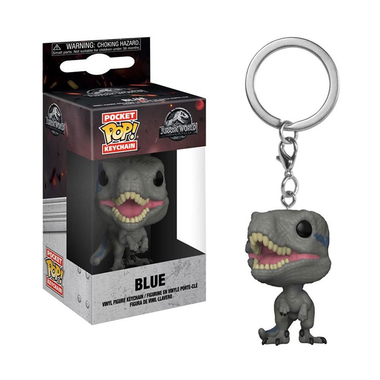 Original Funko POP Jurassic World Figure Gantungan Kunci PVC BLUE Velociraptor Action Figure Model Liontin Dekorasi