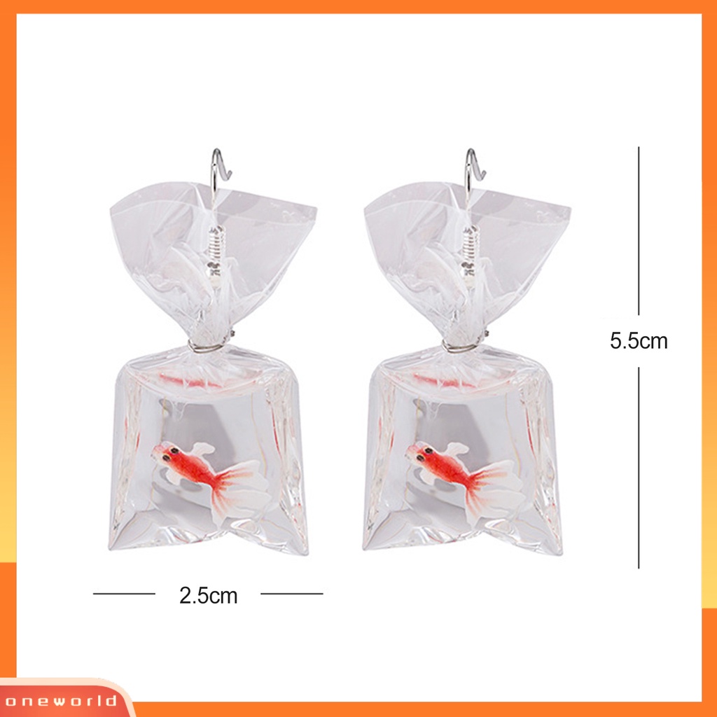 [EONE] 1pasang Drop Earrings Lucu Kartun Transparan Bentuk Kantong Air Realistis Dekoratif Hadiah Wanita Ikan Mas Menjuntai Kait Anting Pesona Perhiasan Aksesori Fashion