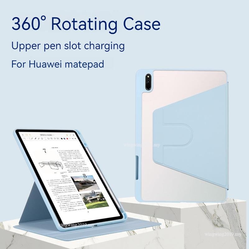 Huawei MatepadT10 /T10S Case Rotasi 360derajat Stand Cover Untuk MatePad 10.4 MatePad Pro 10.8 Honor8 10.4 Case Dengan Slot Pulpen