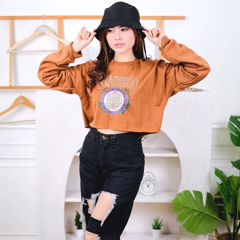 BEFAST - ZGW SWEATER LIA / Sweater Crop SANDIEGO Fleece (LD 110, P 43) / Atasan Wanita lengan Panjang / Sweater Motif Lucu / OOTD Wanita Remaja ABG Trendy / Pakaian Casual Wanita / Sweater Crop Kekinian