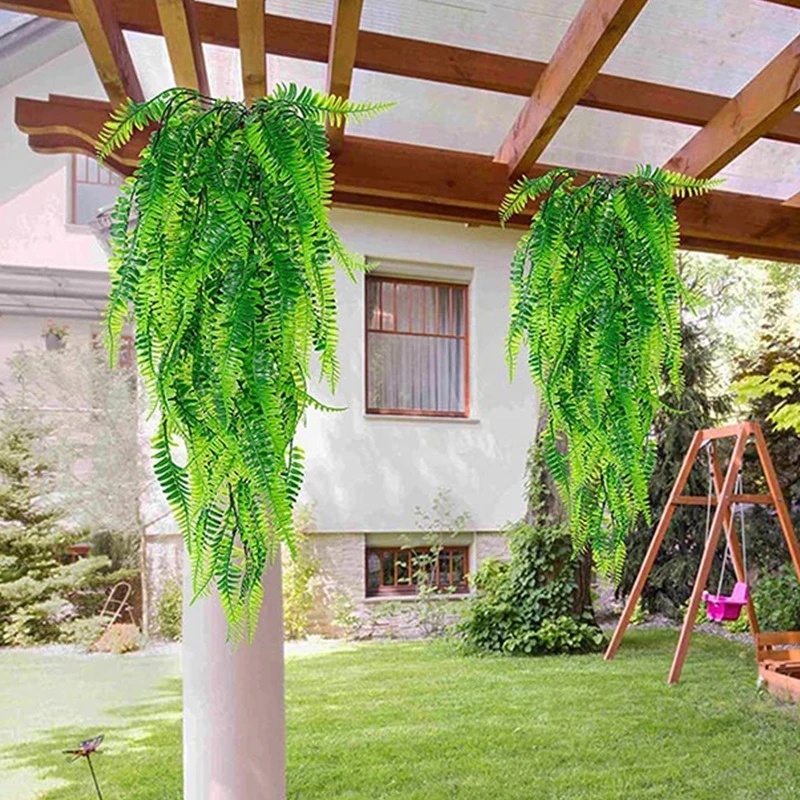 1ikat Daun Rambat Buatan Rumput Hiasan Dinding Daun Persia Tanaman Pakis Hijau Simulasi Rotan Untuk Dekorasi Balkon Pesta Pernikahan