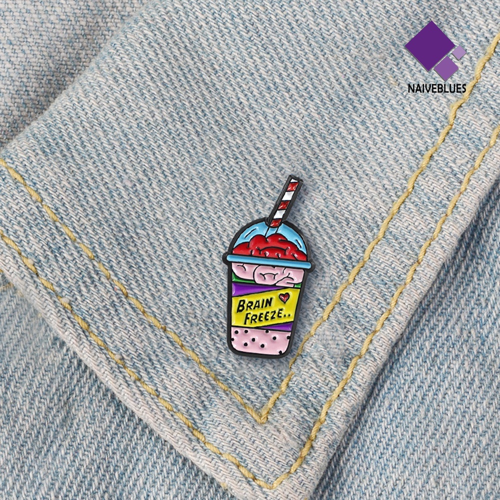 &lt; Naiveblues &gt; Lucu Wanita Warna-Warni Minuman Bentuk Enamel Bros Breastpin Syal Topi