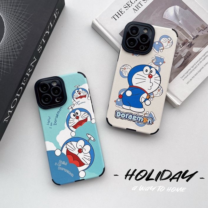 So Cute Doraemon Leather Soft Case iP iPhone 7 8 Plus SE 2020 X XR XS Max 11 12 13 14 Pro Max 14 Plus Women's Girl Lovely Phone Case Camera Protect Missconnie Casing hp