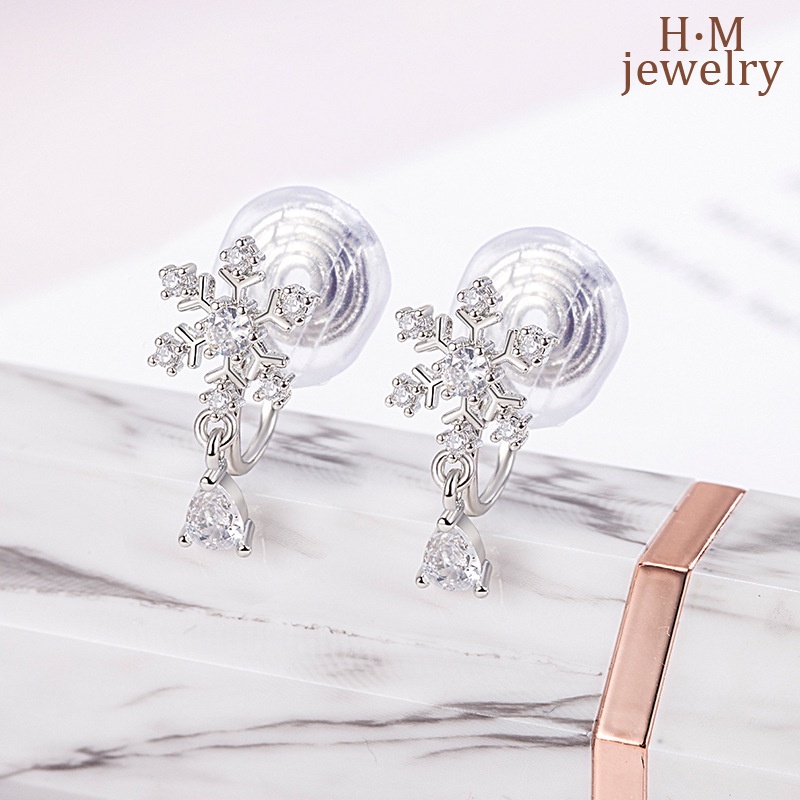 S925 Perak Snowflake Ear Studs Nyamuk Coil Telinga Klip Bermutu Tinggi Anting2023Baru